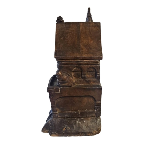 195 - AN EARLY 19TH CENTURY CONTINENTAL BLACK FOREST MANNER SOLID CARVED WOOD MODEL OF A THURINGIAN HOUSE ... 