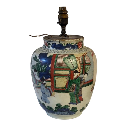 202 - A CHINESE FAMILLE ROSE WUCAI BALUSTER LAMP BASE
In Thousand Boys pattern, polychrome enamelled with ... 