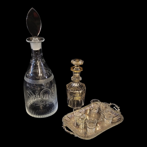 249 - AN EARLY 19TH CENTURY SWEDISH GLASS MALLET SHAPED DECANTER AND FLATTENED LOZENGE STOPPER, CIRCA 1800... 