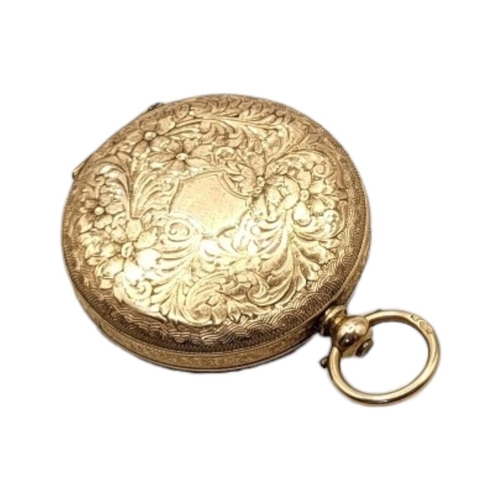 39 - AN EARLY 20TH CENTURY 9CT GOLD LADIES’ POCKET WATCH
Open face with engraved decoration and screw win... 