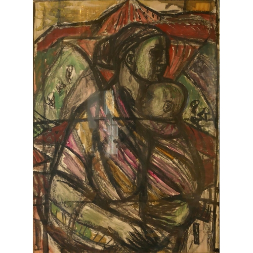 415 - ROSEMARY RUTHERFORD, BRITISH, 1912 - 1972, WATERCOLOUR
Stained glass design, Madonna & child.
(77cm ... 