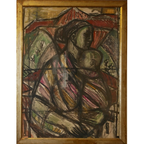 415 - ROSEMARY RUTHERFORD, BRITISH, 1912 - 1972, WATERCOLOUR
Stained glass design, Madonna & child.
(77cm ... 