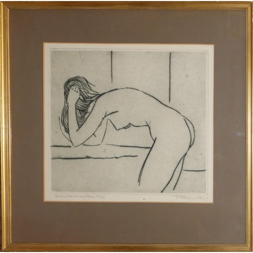 420 - FRANCIS KELLY, AMERICAN, 1927 - 2012, LIMITED EDITION (25/25) PEN/INK ON CARD
Titled ‘Girl Washing H... 