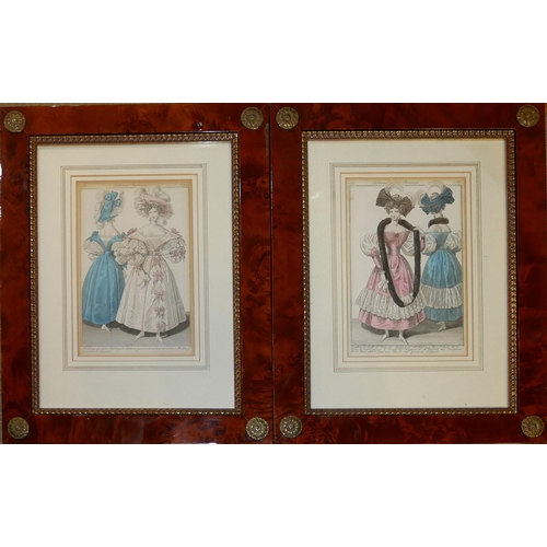 421 - A PAIR OF EARLY 19TH CENTURY 'FASHION' HAND COLOURED ENGRAVINGS
Titled 'Costume Parisiens', dated 18... 