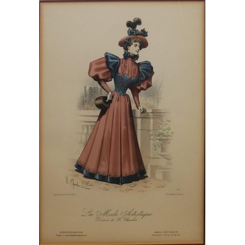 421 - A PAIR OF EARLY 19TH CENTURY 'FASHION' HAND COLOURED ENGRAVINGS
Titled 'Costume Parisiens', dated 18... 