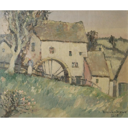 429 - REGINALD FRANK KNOWLES-DREWE, 1878 - 1983, OIL ON CANVAS
Titled ‘Lydstone Mill’, 1938, signed and da... 