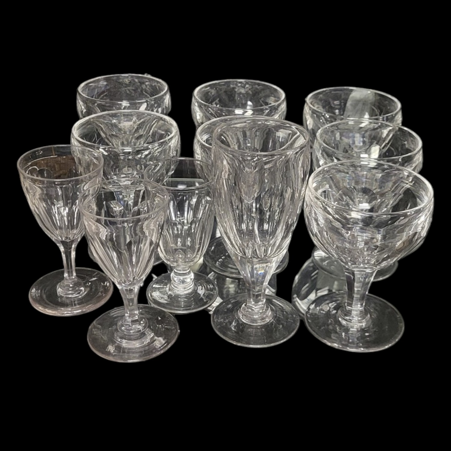 A Collection Of Early 20th Century Lead Crystal Drinking Glasses To Include Five Red Wine Glassesse