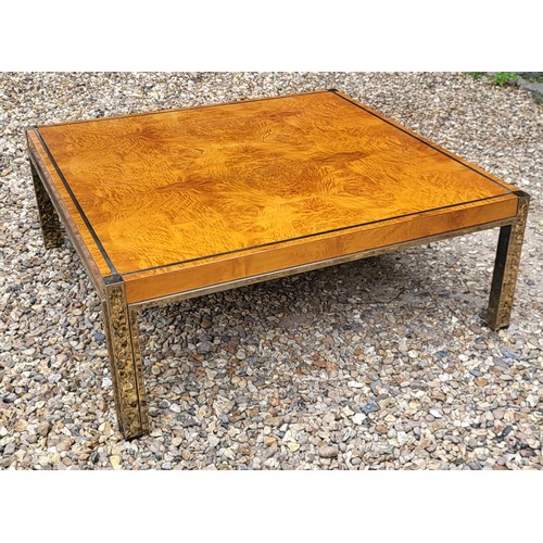 518 - ATT. TO RENATO ZEVI, A STYLISH MID CENTURY  ITALIAN BURR AND FIGURED WALNUT COFFEE TABLE
With brass ... 