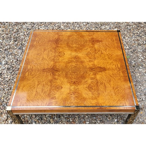 518 - ATT. TO RENATO ZEVI, A STYLISH MID CENTURY  ITALIAN BURR AND FIGURED WALNUT COFFEE TABLE
With brass ... 