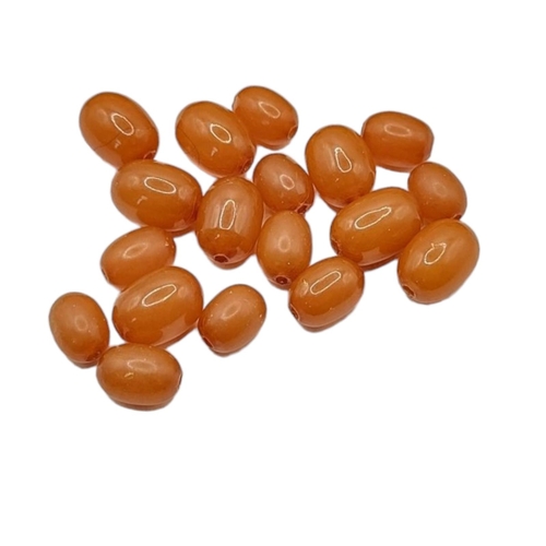 3 - A VINTAGE BUTTERSCOTCH RECTANGULAR AMBER NECKLACE 
Beads with spherical spacers links, together with... 