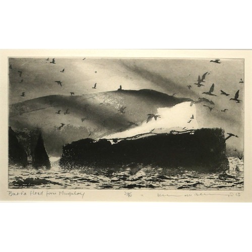 451 - NORMAN ACKROYD, BN 1938, A BLACK AND WHITE ETCHING
Titled 'Barra Head from Mingulay 2018', coastal v... 