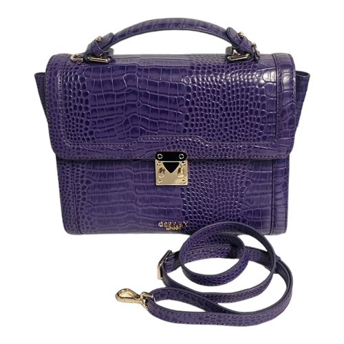 216 - OSPREY, A VINTAGE PURPLE LEATHER HANDBAG
Having a single handle, crocodile skin design and floral in... 