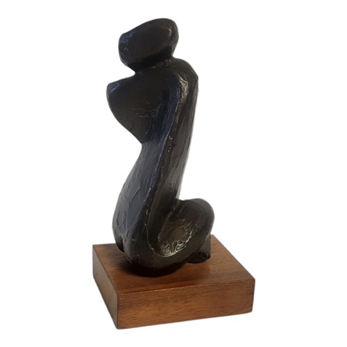 220 - AFTER HENRY MOORE, PATINATED BRONZE FIGURE OF A CROUCHING FEMALE
Impressed Artist monogram ‘J/D’, no... 