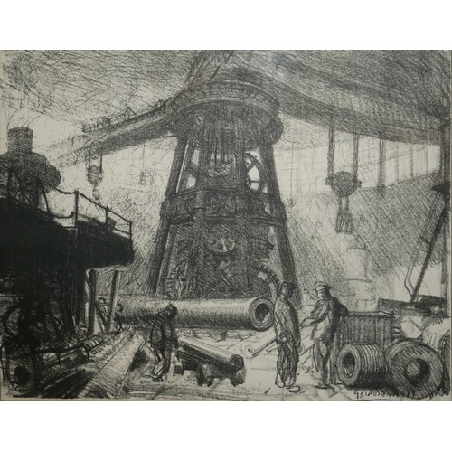 438 - SIR GEORGE CLAUSEN, 1852 - 1944, A BLACK AND WHITE LITHOGRAPH
Titled 'Making Guns - The Radial Scene... 