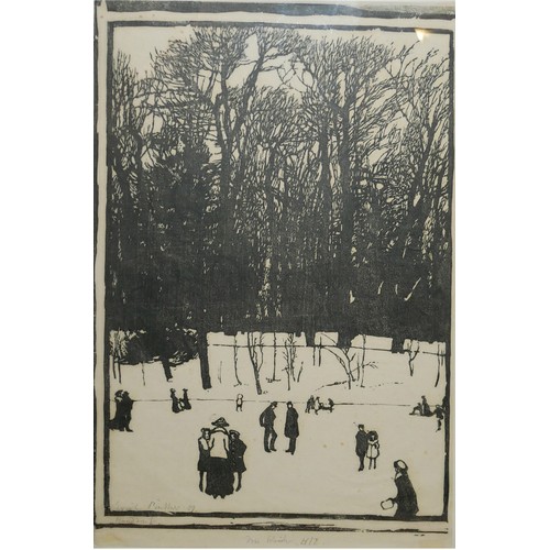 452 - ERICH BÜTTNER, GERMAN, 1889 - 1936, WOODCUT
Titled ‘Im Winter’, 1909, signed, framed and glazed.
(28... 