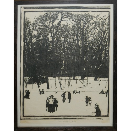 452 - ERICH BÜTTNER, GERMAN, 1889 - 1936, WOODCUT
Titled ‘Im Winter’, 1909, signed, framed and glazed.
(28... 