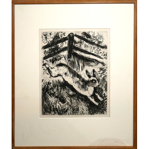 453 - MARC CHAGALL, FRANCO-RUSSIAN, 1887 - 1985, LITHOGRAPH
Titled ‘The Hare & The Frogs’, signed, framed ... 