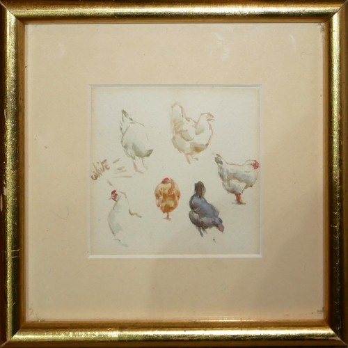 454 - HELEN ALLINGHAM, BRITISH, 1848 - 1926, WATERCOLOUR
Studies of chickens, framed and glazed.
(15.5cm x... 