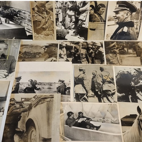 380 - WWII THIRD REICH INTEREST, A GROUP OF TWENTY-ONE PRESS PHOTOGRAPHS OF OTTO, HESS AND GENERAL ROMMEL ... 