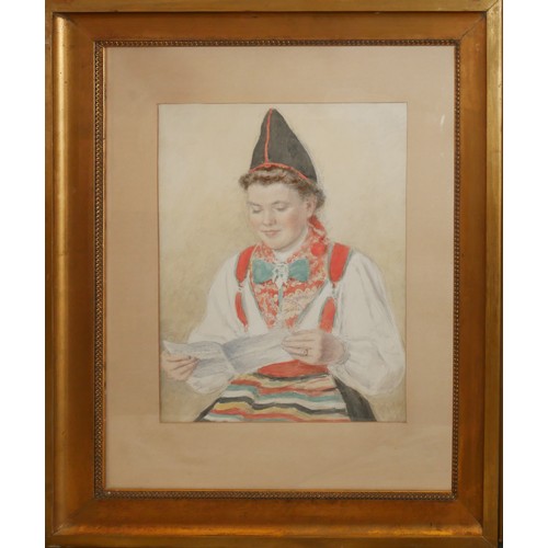 407 - UNKNOWN ARTIST (XX), AN EARLY 20TH CENTURY WATERCOLOUR
Young Swedish woman in traditional parish dre... 