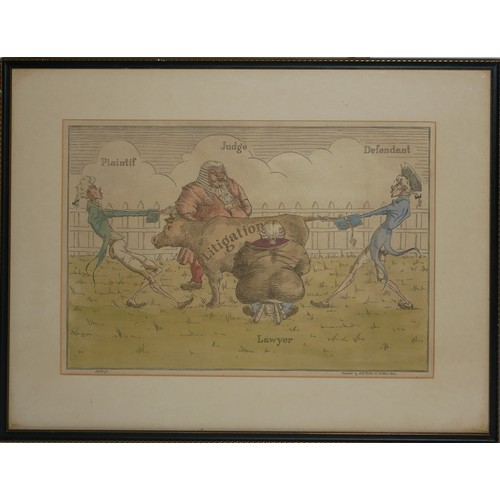 431 - A COLLECTION OF THREE 19TH CENTURY HAND COLOURED ENGRAVINGS
Comprising a satirical print titled 'Lit... 