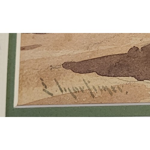 472 - E. MORTIMER, TWO EARLY 20TH CENTURY WATERCOLOUR 
Coastal landscape views, figures wearing period att... 