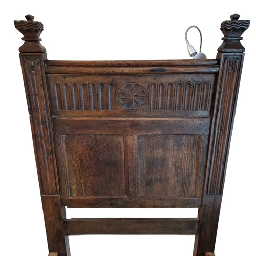 528 - A PAIR OF 19TH CENTURY GOTHIC DESIGN CARVED OAK SINGLE BEDS
Having linen fold and wheel design.
(eac... 