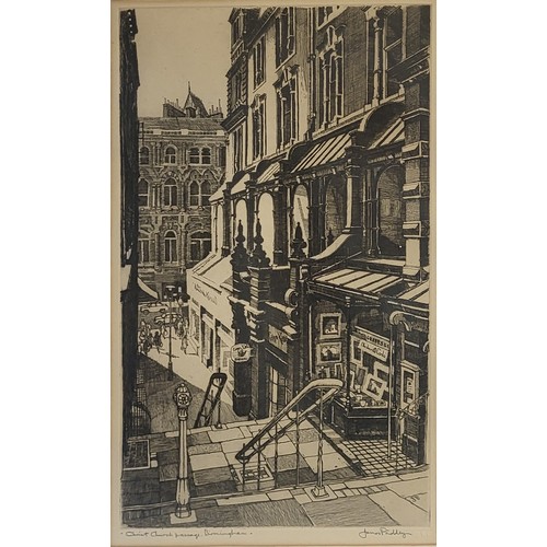 482 - JAMES PRIDDEY, R.B.S.A., AN ENGLISH SCHOOL ORIGINAL BLACK AND WHITE ETCHING
Christchurch Passage, Bi... 