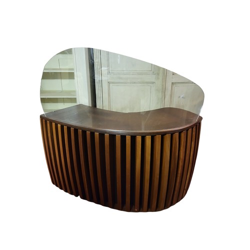 531 - ALUN HESLOP, B. 1971, A STYLISH TROPICAL WENGE WOOD KIDNEY CENTREPIECE DESK
The bow perspex screen a... 