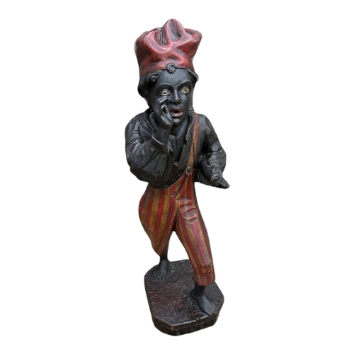 554 - A LATE 19TH CARVED WOODEN CENTURY VENETIAN BLACKAMOOR CHIMNEY SWEEP
With glass eyes and traditional ... 