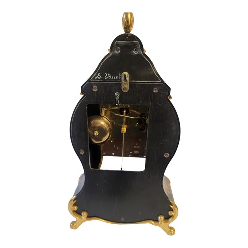 181 - A 20TH CENTURY CONTESSE GILT BRASS MOUNTED EBONISED LACQUERED BRACKET MANTEL CLOCK
Brass dial with w... 