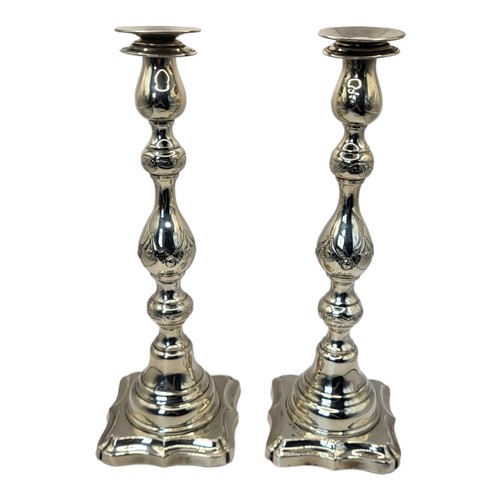 5A - MARTIN SUGAR, LONDON, 1927 (SMALL WORKER), A PAIR OF HALLMARKED SILVER HOLY SABBATH CANDLESTICKS 
Ea... 