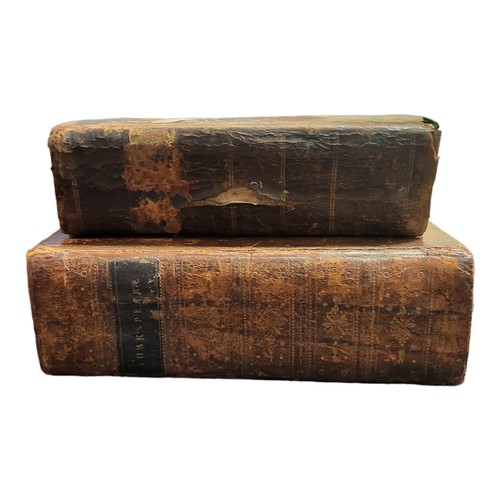 387 - THE DRAMATIC WORKS OF WILLIAM SHAKSPEARE, 1807, TWO VOLUMES BOUND AS ONE
Tan leather bound, along wi... 