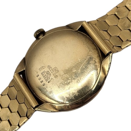 26A - MISTAS, A VINTAGE 9CT GOLD GENT’S WATCH ON 18CT GOLD STRAP
Marked number ‘3020’ to case, on honeycom... 