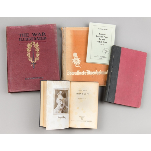 339 - A COLLECTION OF EARLY 20TH CENTURY WORLD WAR II HARDBACK BOOKS. 
Including Mein Kampf by Adolf Hitle... 