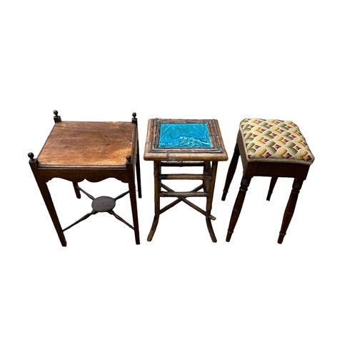 363 - MINTONS, A VICTORIAN TURQUOISE TILE
Fox and ducks, bamboo occasional table, along with a 19th Centur... 