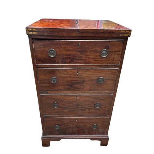 351 - A GEORGE III MAHOGANY GENTLEMAN'S PEDESTAL CHEST
With fold over top above four graduated drawers, ra... 