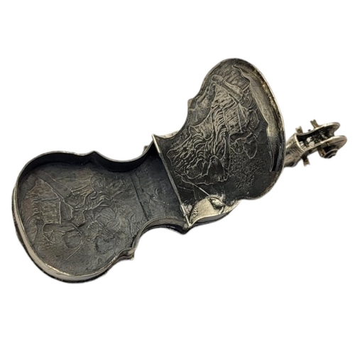 51 - A LARGE 19TH CENTURY CONTINENTAL SILVER NOVELTY CELLO BOX
Having a hinged compartment to rear and em... 
