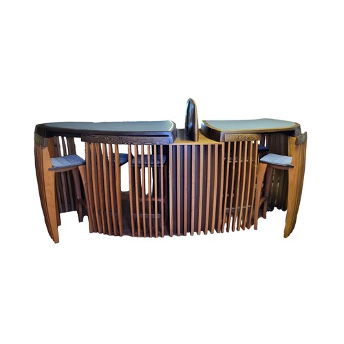 364 - ALUN HESLOP, B. 1971, A STYLISH TROPICAL WENGE WOOD AND BEECH SHOPS COUNTER/ BAR
With grey faux shag... 