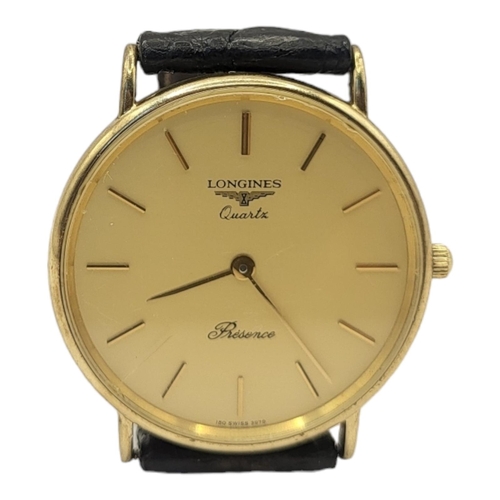 37A - LONGINES, A 9CT GOLD 'RESENCE' GENT’S WRISTWATCH
Cream tone dial with slim form case, number 25.188.... 