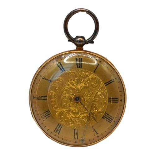 50A - LEROY, A 19TH CENTURY FRENCH YELLOW METAL AND ENAMEL LADIES’ POCKET WATCH
Gold tone engraved dial,th... 