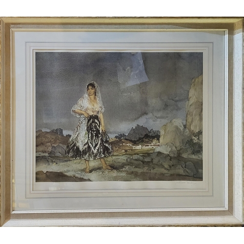 257A - WILLIAM RUSSELL FLINT, 1880 - 1969, A SIGNED PORTRAIT PRINT
Titled ‘Rosalba’, Spanish maiden in a mo... 