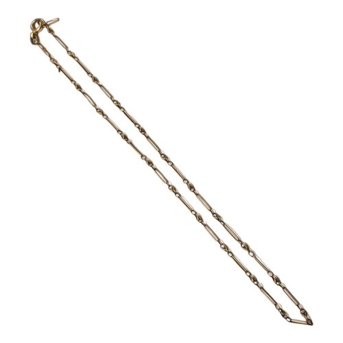 25A - AN EARLY 20TH CENTURY 9CT GOLD NECKLACE
Having pierced elongated links.
(approx 43cm)

Condition: go... 