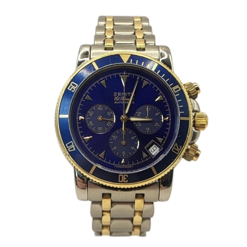 34A - ZENITH, AN 18CT GOLD AND STAINLESS STEEL 'EL PRIMERO RAINBOW' AUTOMATIC GENTS WRISTWATCH
Blue dial w... 