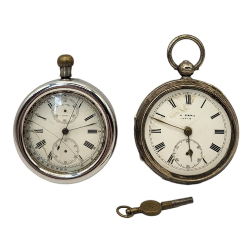 63A - AN EARLY 20TH CENTURY CONTINENTAL SILVER CHRONOGRAPH GENT’S POCKET WATCH
Two subsidiary dials with s... 