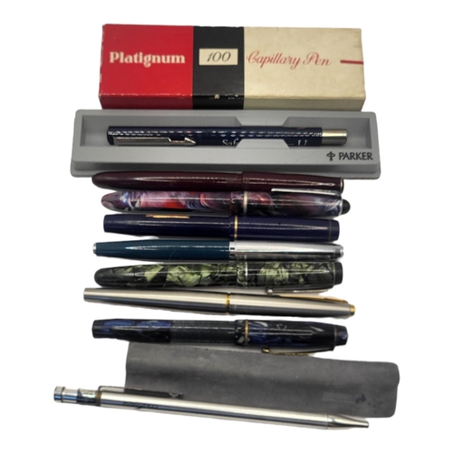 86A - A COLLECTION OF VINTAGE FOUNTAIN PENS
Three having marbled decoration including Osmiroid, Sumit and ... 