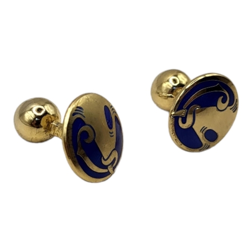 99 - LIBERTY, A PAIR OF SILVER GILT AND ENAMEL GENTS CUFFLINKS
Art nouveau design blue enamel marked Libe... 