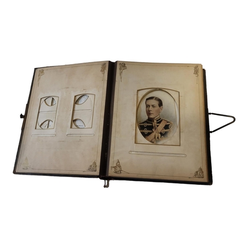 330A - MILITARY INTEREST, A LATE VICTORIAN LEATHER BOUND MILITARY PHOTOGRAPH ALBUM
The front cover embossed... 