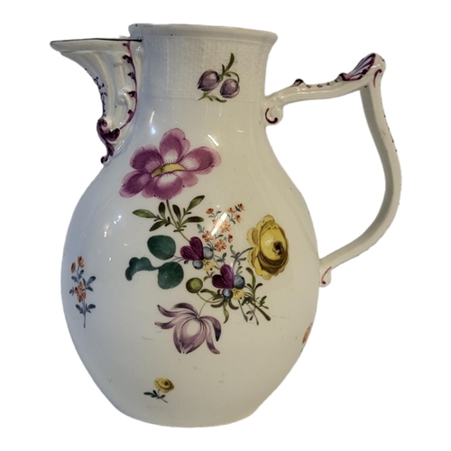 325A - ATTRIBUTED TO 18TH CENTURY HOCHST OR FULDA FACTORY, CIRCA 1770, A HARD PASTE PORCELAIN PEAR FORM JUG... 