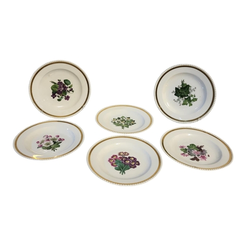 101 - KPM (ROYAL BERLIN WORKS), A SET OF SIX HOUSE DECORATED BOTANICAL CABINET HARD PASTE PORCELAIN PLATES... 